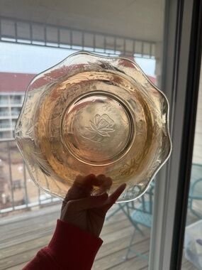 Vintage Jeanette Glass Bowl - Floragold/Louisa Pattern - Iridescent Orange/Gold